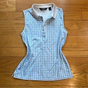 Lands' End Cottagecore Blue Gingham Sleeveless Top